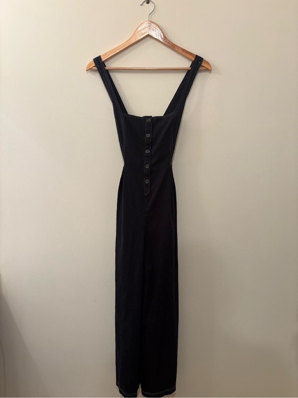 ASTR The Label Black Button-Front Sleeveless Jumpsuit Size Small with Pockets